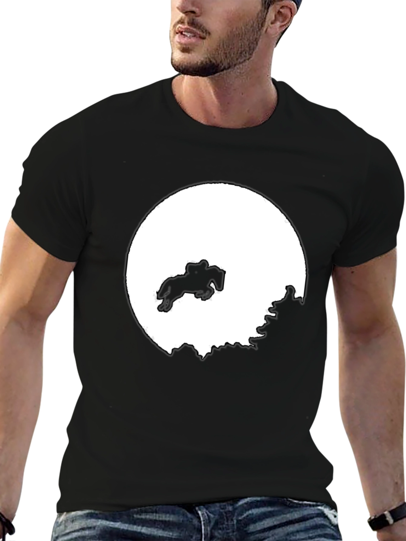 Equestrian Silhouette Tee - Black Cotton Blend