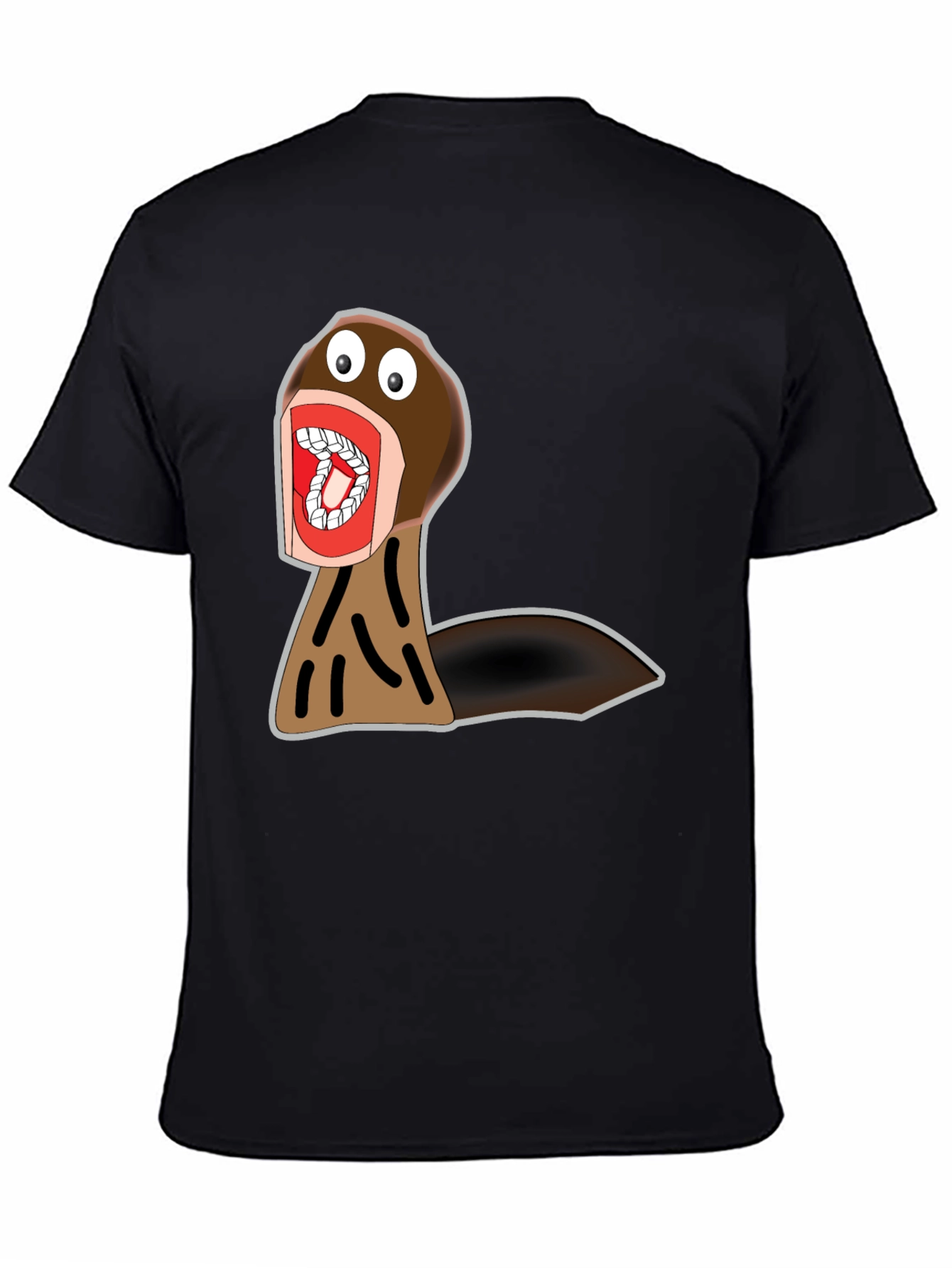 Funny Cartoon Monster Graphic Tee - Black Cotton