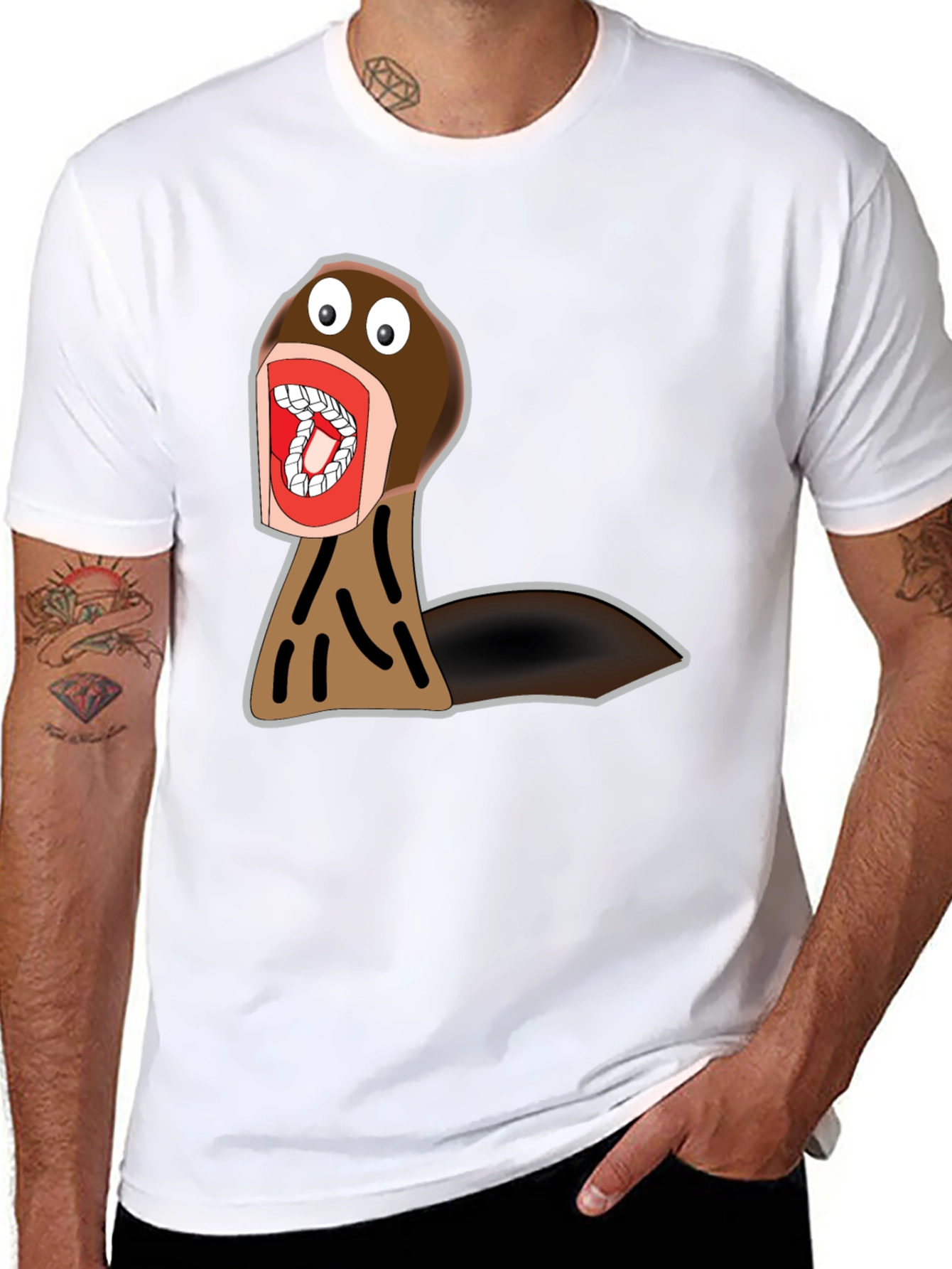 Funny Cartoon Monster Graphic Tee - Black Cotton