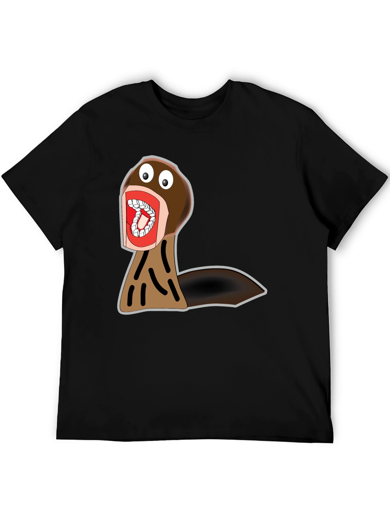 Funny Cartoon Monster Graphic Tee - Black Cotton