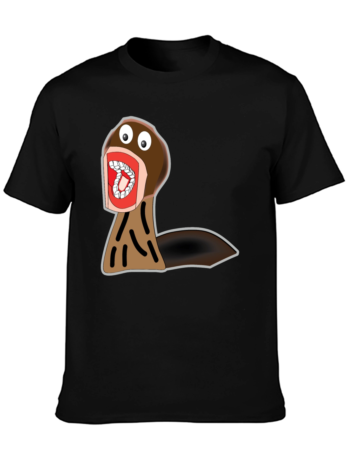 Funny Cartoon Monster Graphic Tee - Black Cotton