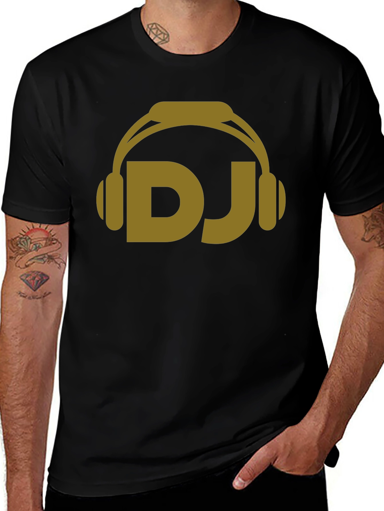 DJ Headphones Graphic Tee - Black Cotton Blend