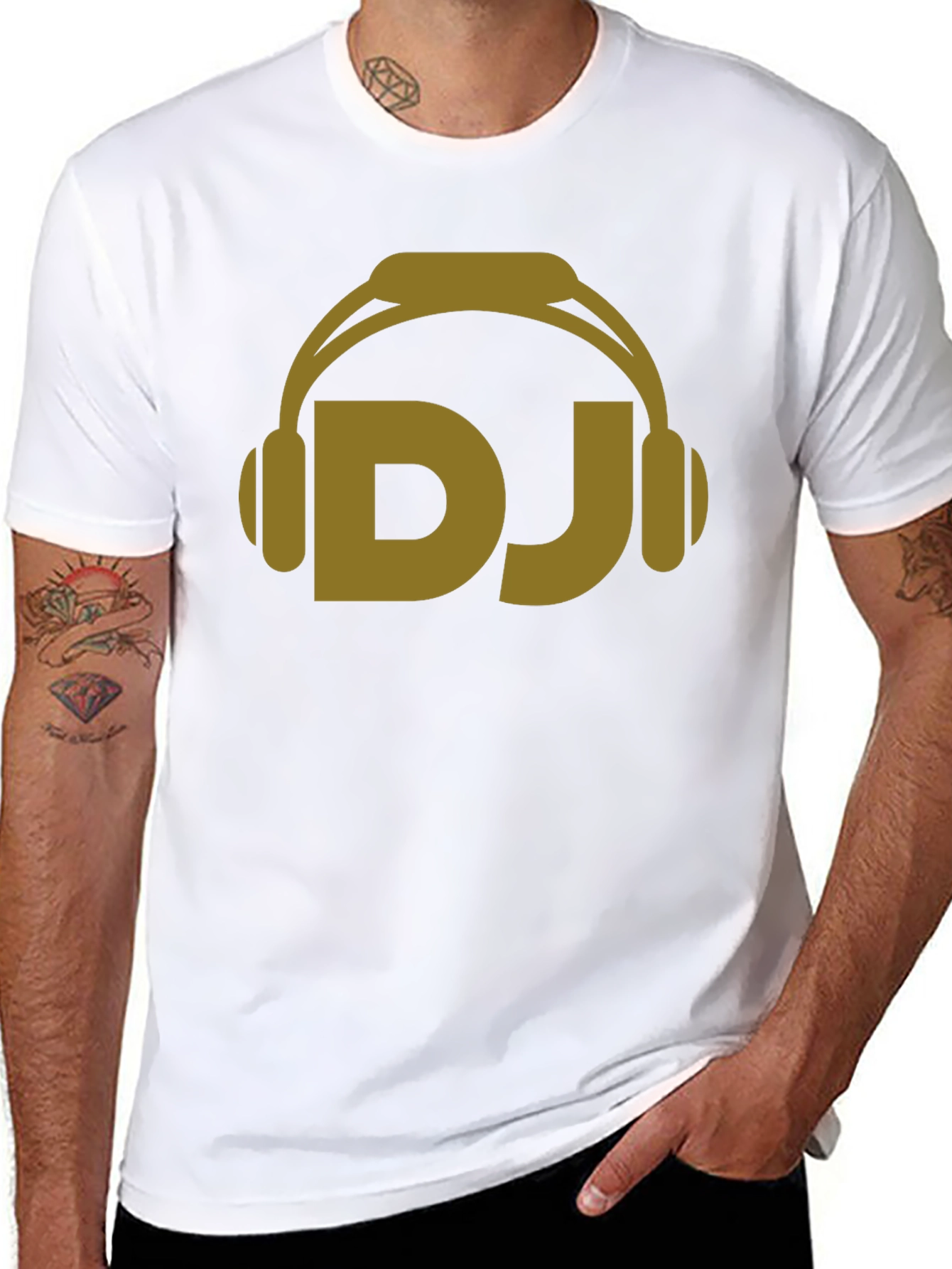 DJ Headphones Graphic Tee - Black Cotton Blend