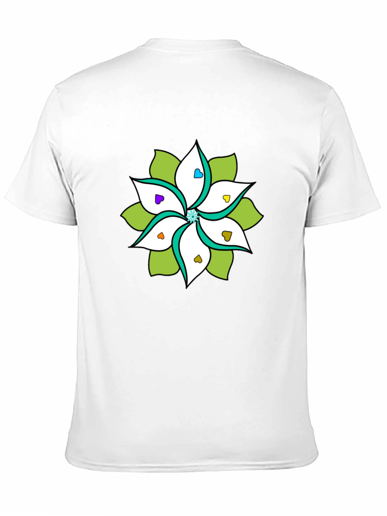 Floral Heart Petal Black T-Shirt