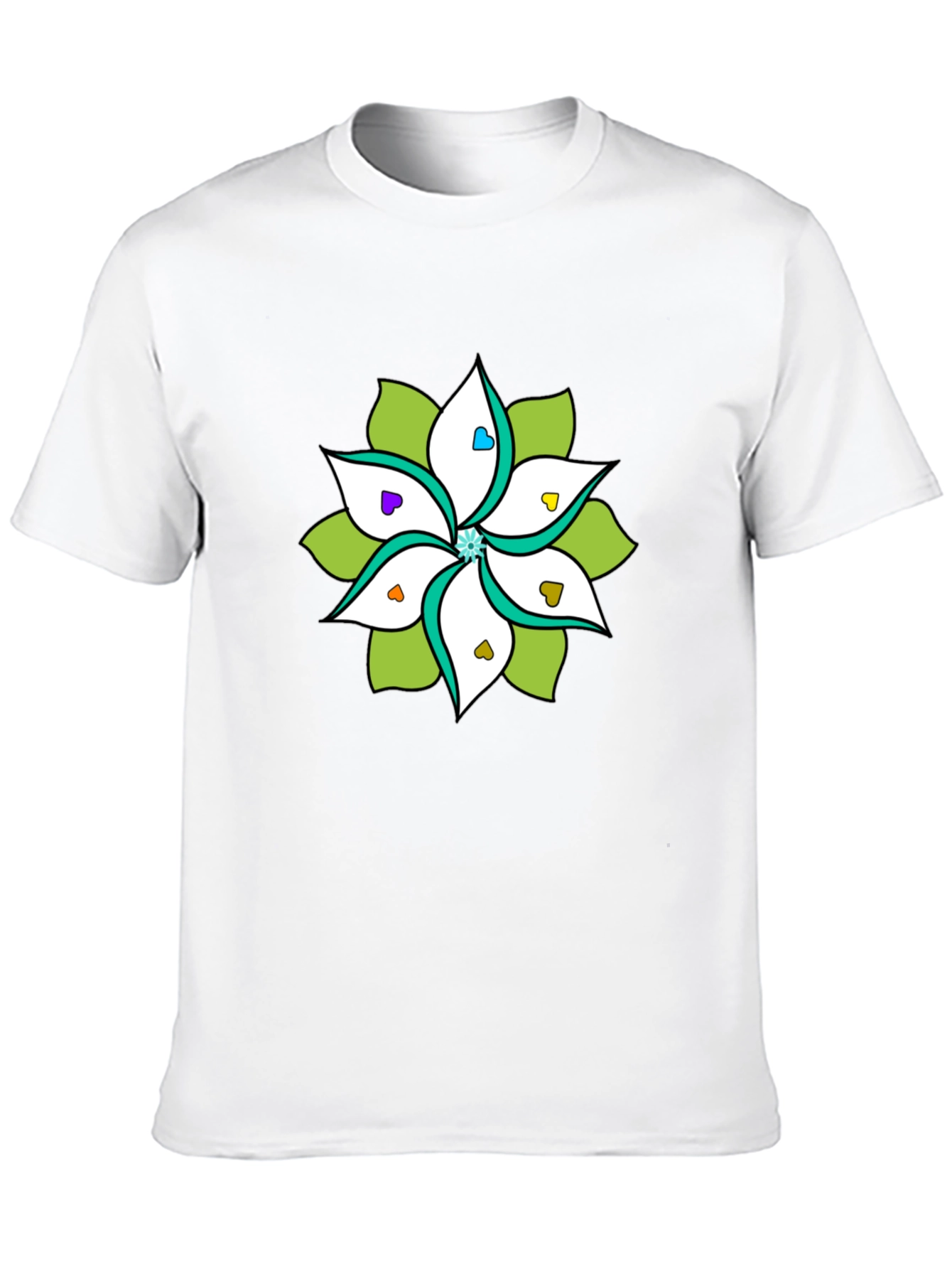 Floral Heart Petal Black T-Shirt