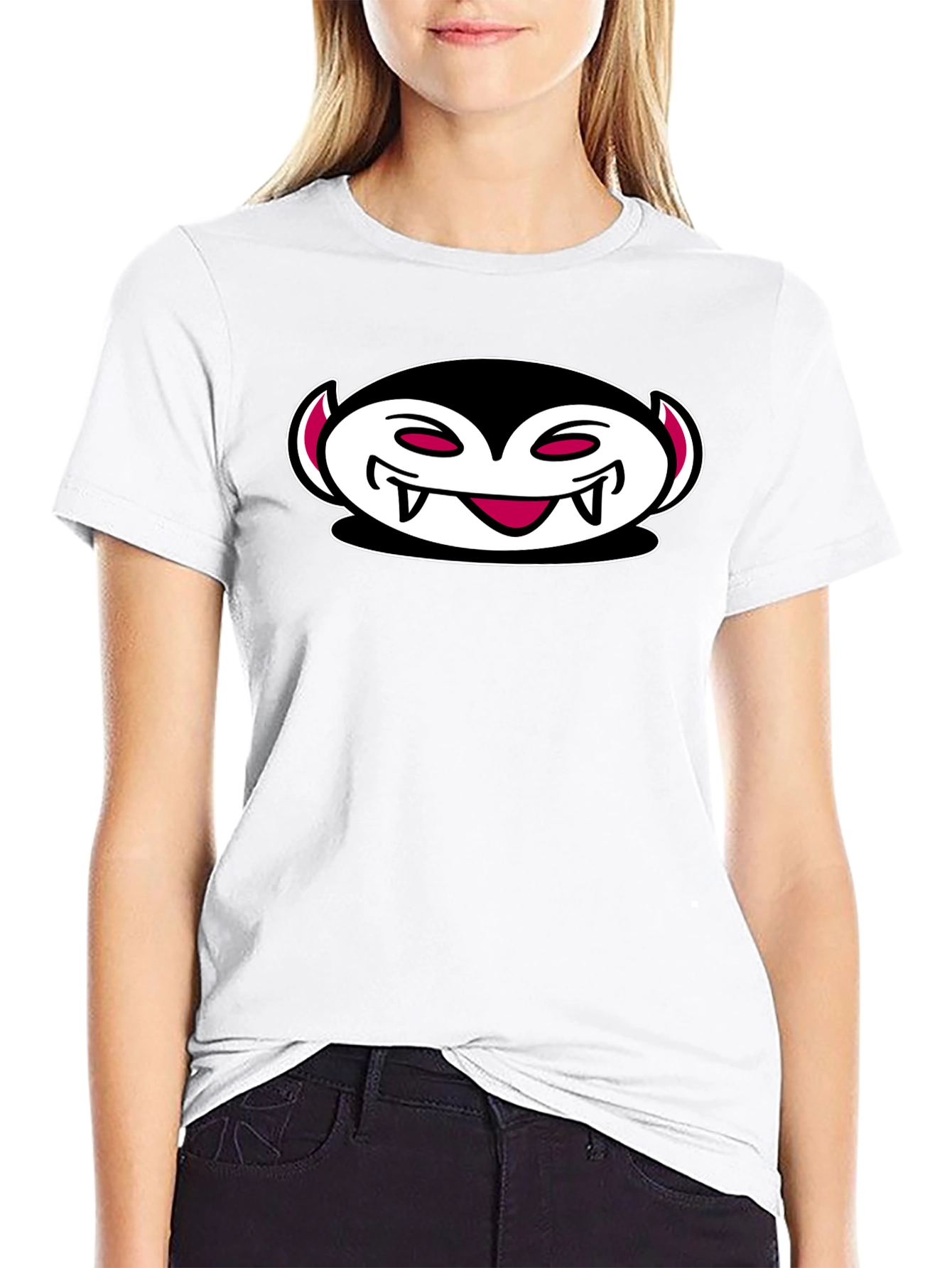 Vampire Emoji Black Cotton T-Shirt