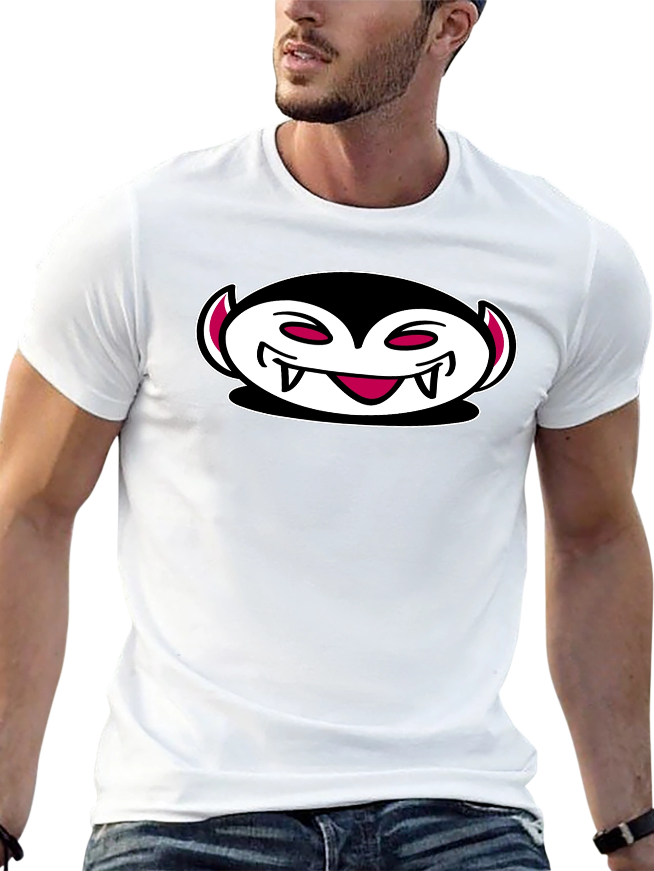 Vampire Emoji Black Cotton T-Shirt