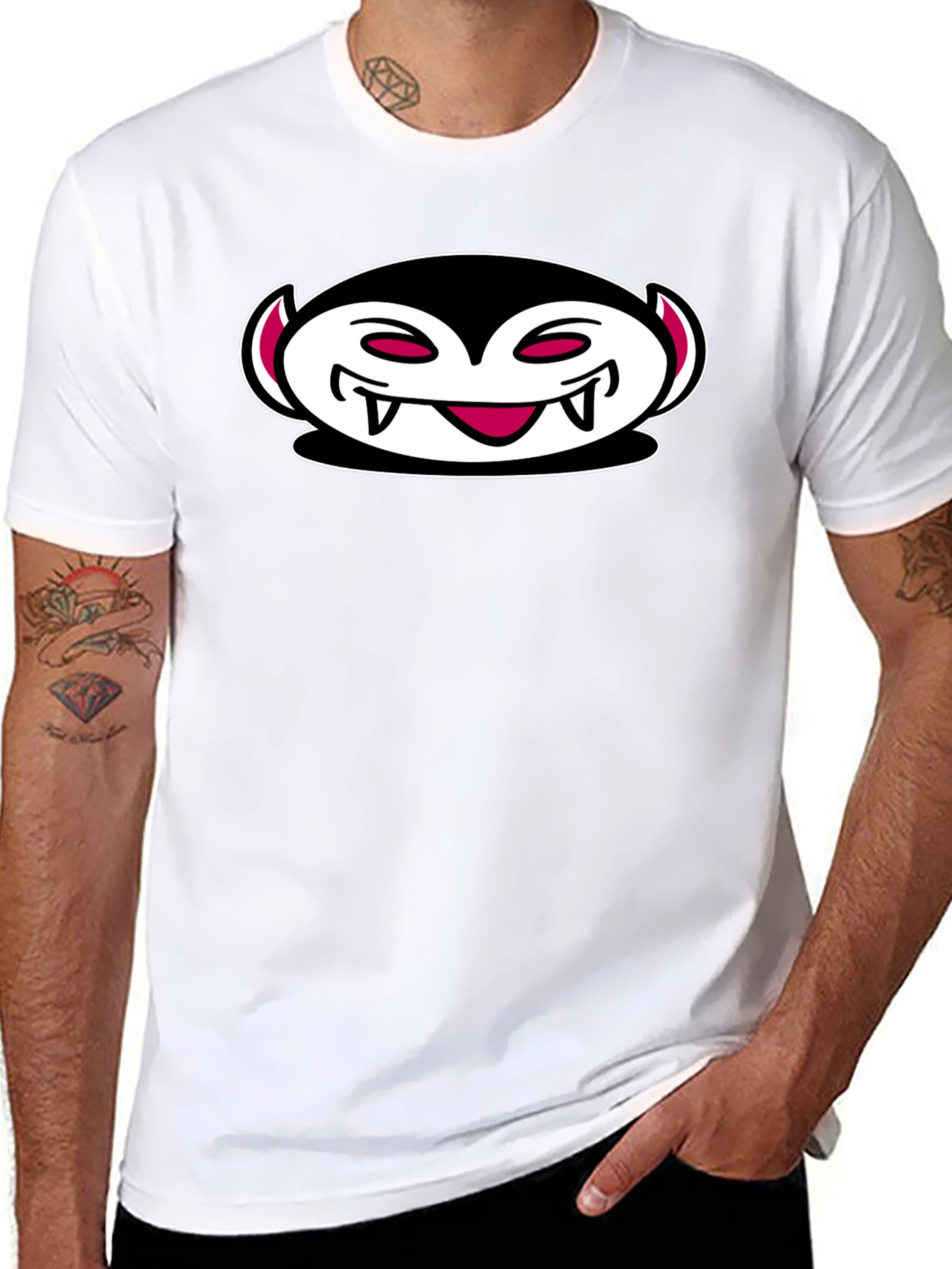 Vampire Emoji Black Cotton T-Shirt
