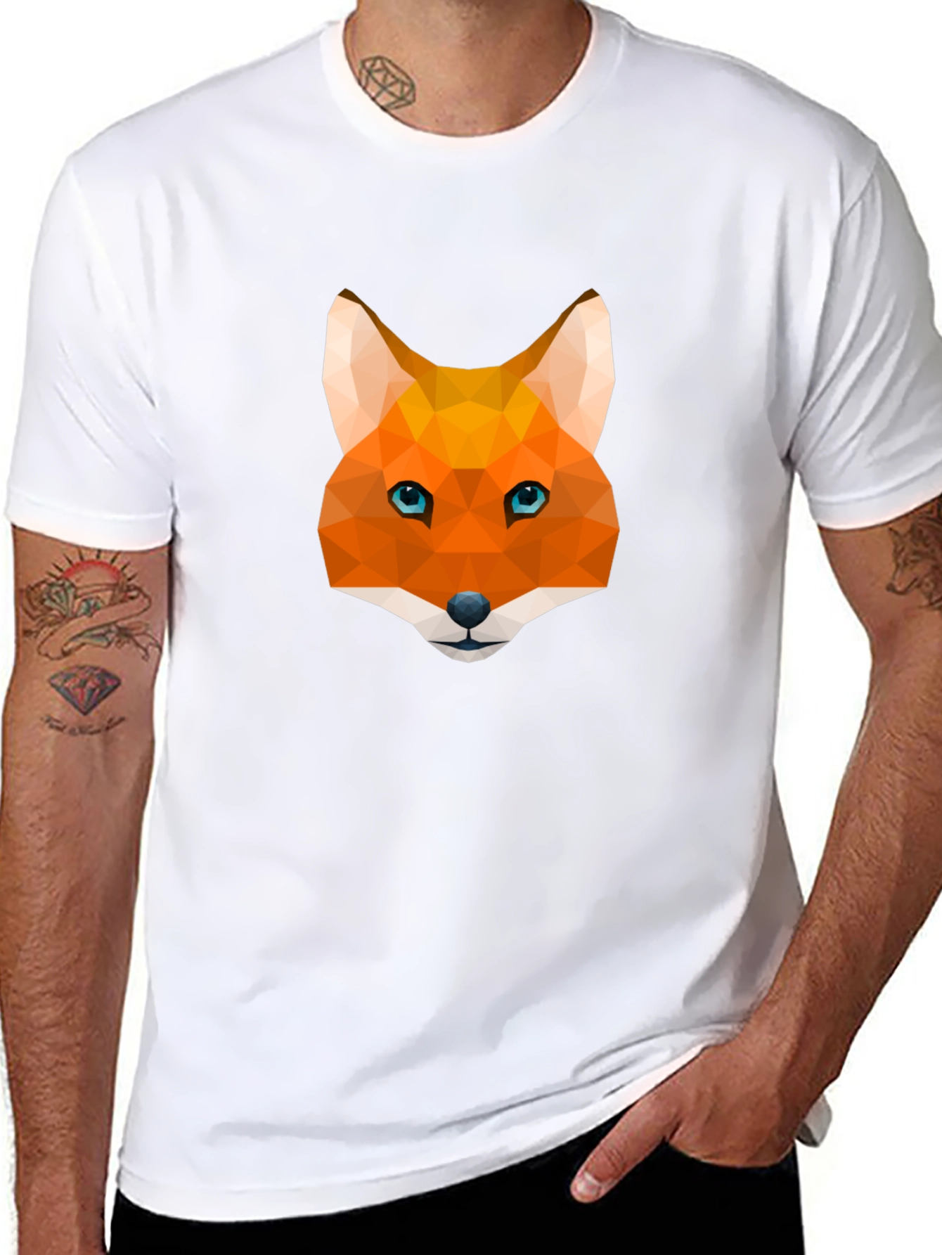 Geometric Fox Graphic Tee - Modern Mens T-Shirt