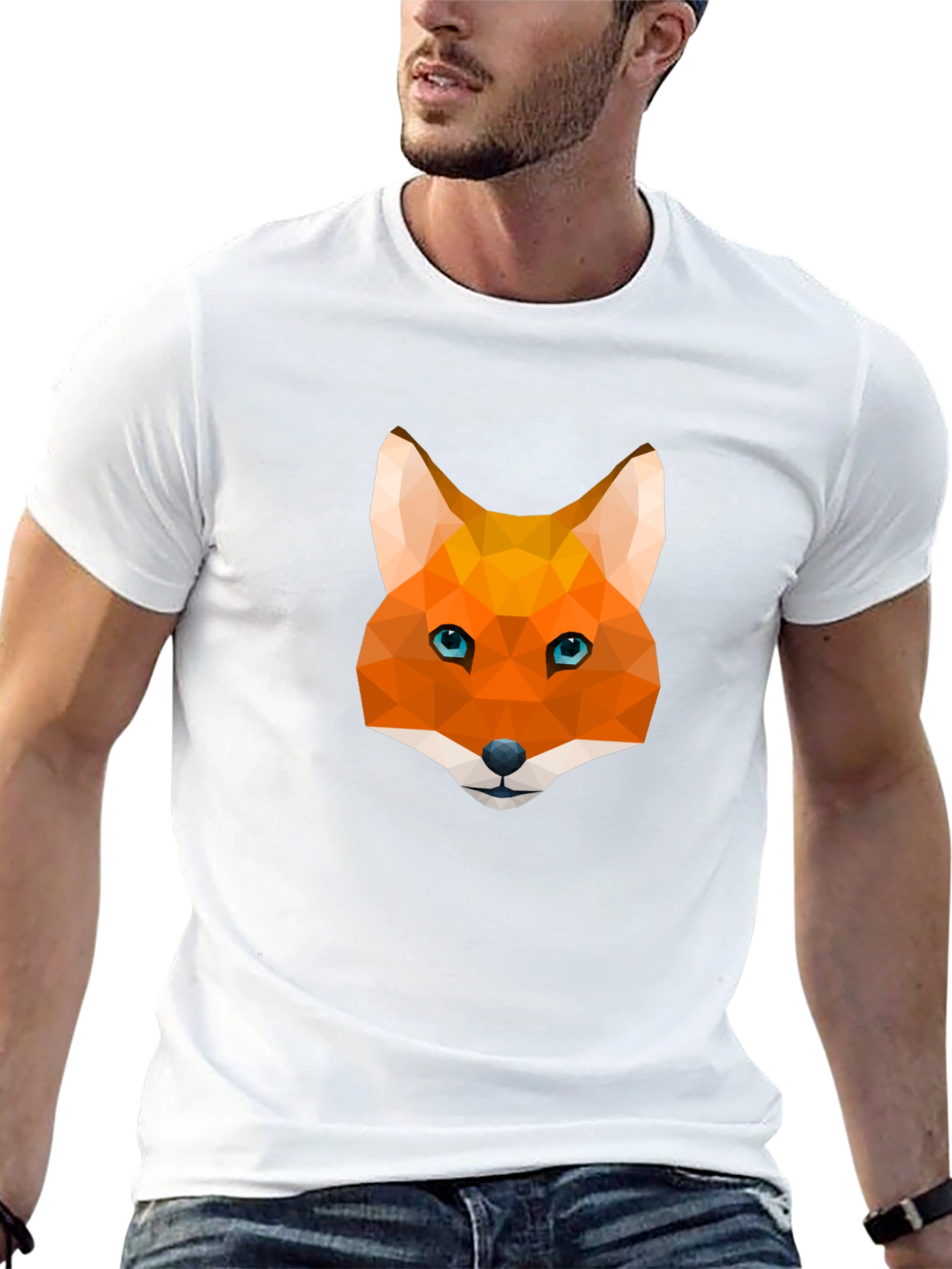 Geometric Fox Graphic Tee - Modern Mens T-Shirt