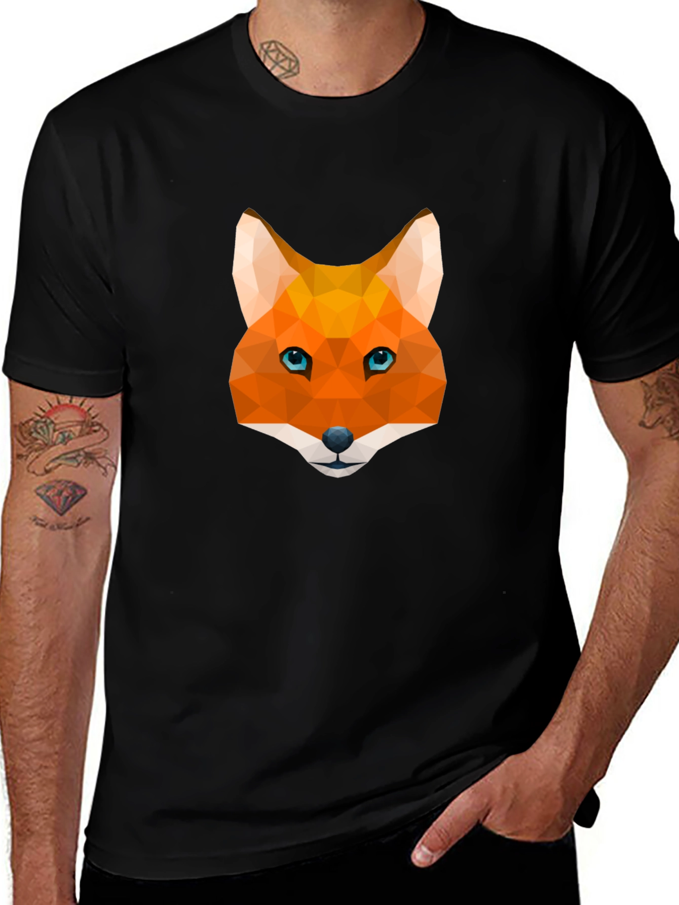 Geometric Fox Graphic Tee - Modern Mens T-Shirt