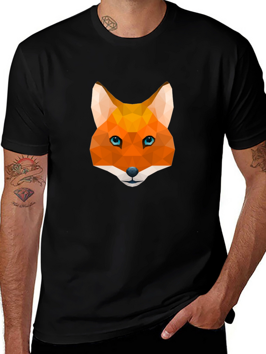 Geometric Fox Graphic Tee - Modern Mens T-Shirt