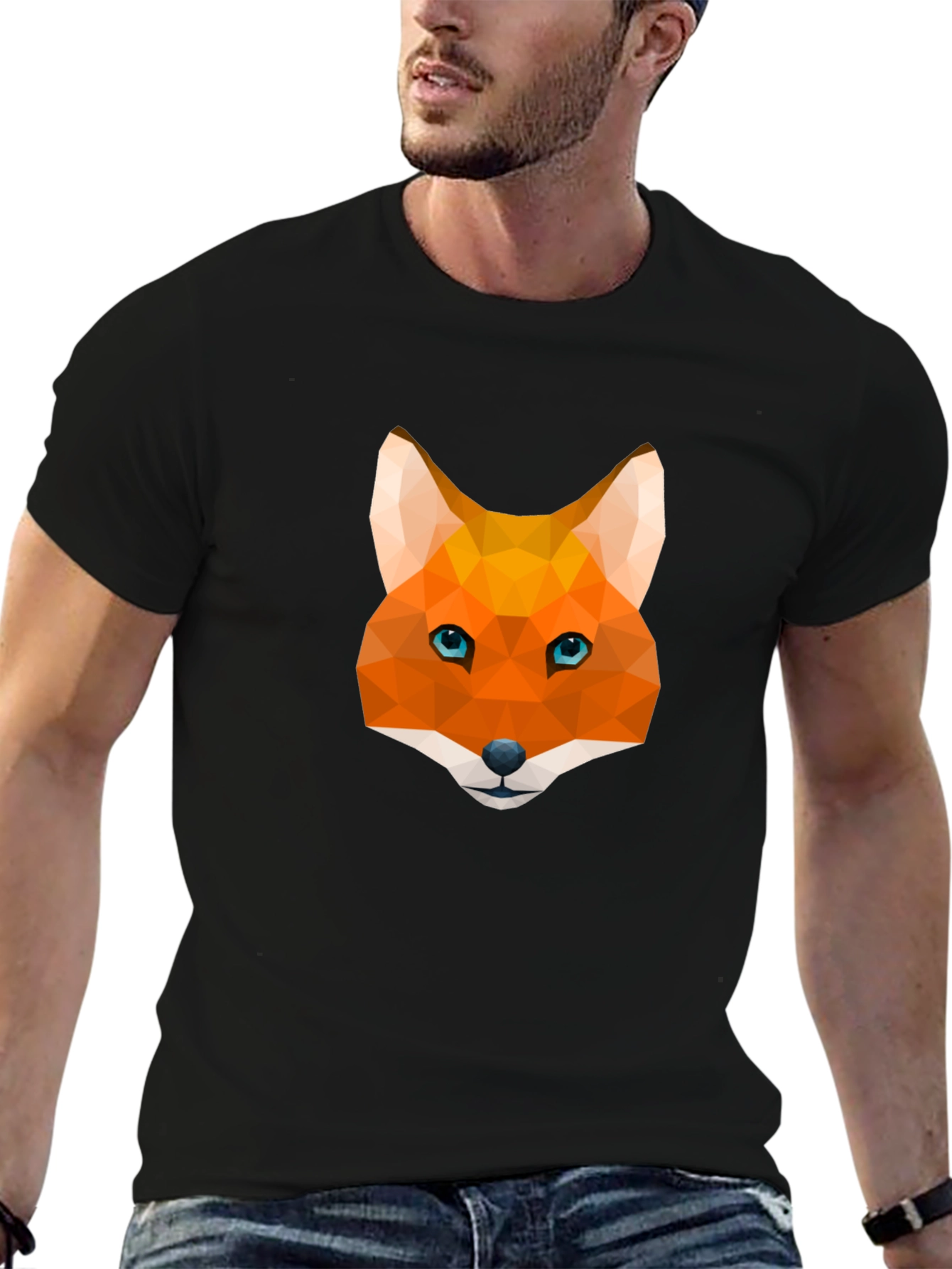 Geometric Fox Graphic Tee - Modern Mens T-Shirt