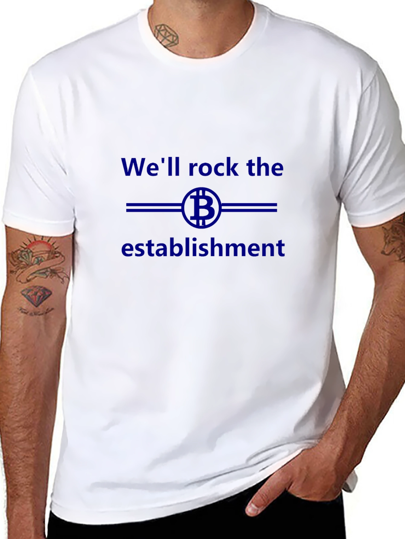 Bitcoin Rock the Establishment Graphic T-Shirt