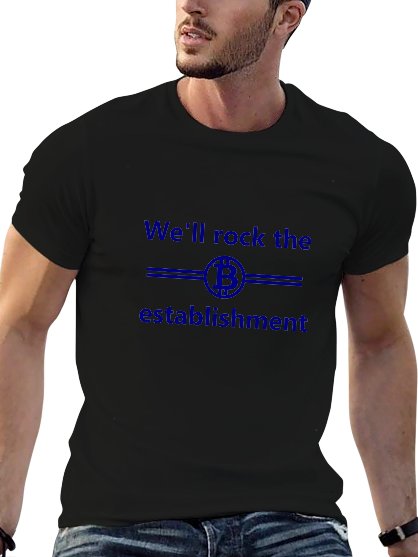 Bitcoin Rock the Establishment Graphic T-Shirt