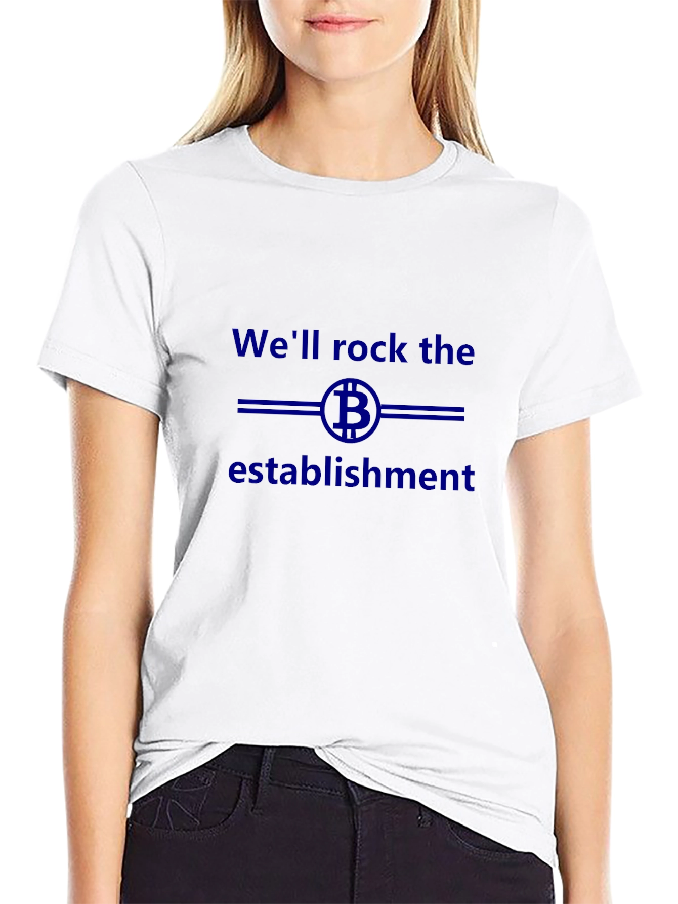Bitcoin Rock the Establishment Graphic T-Shirt