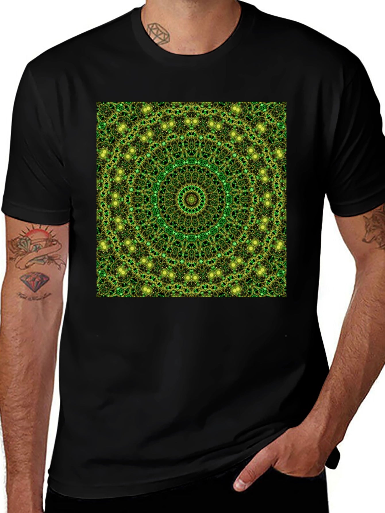 Green Mandala Pattern T-Shirt