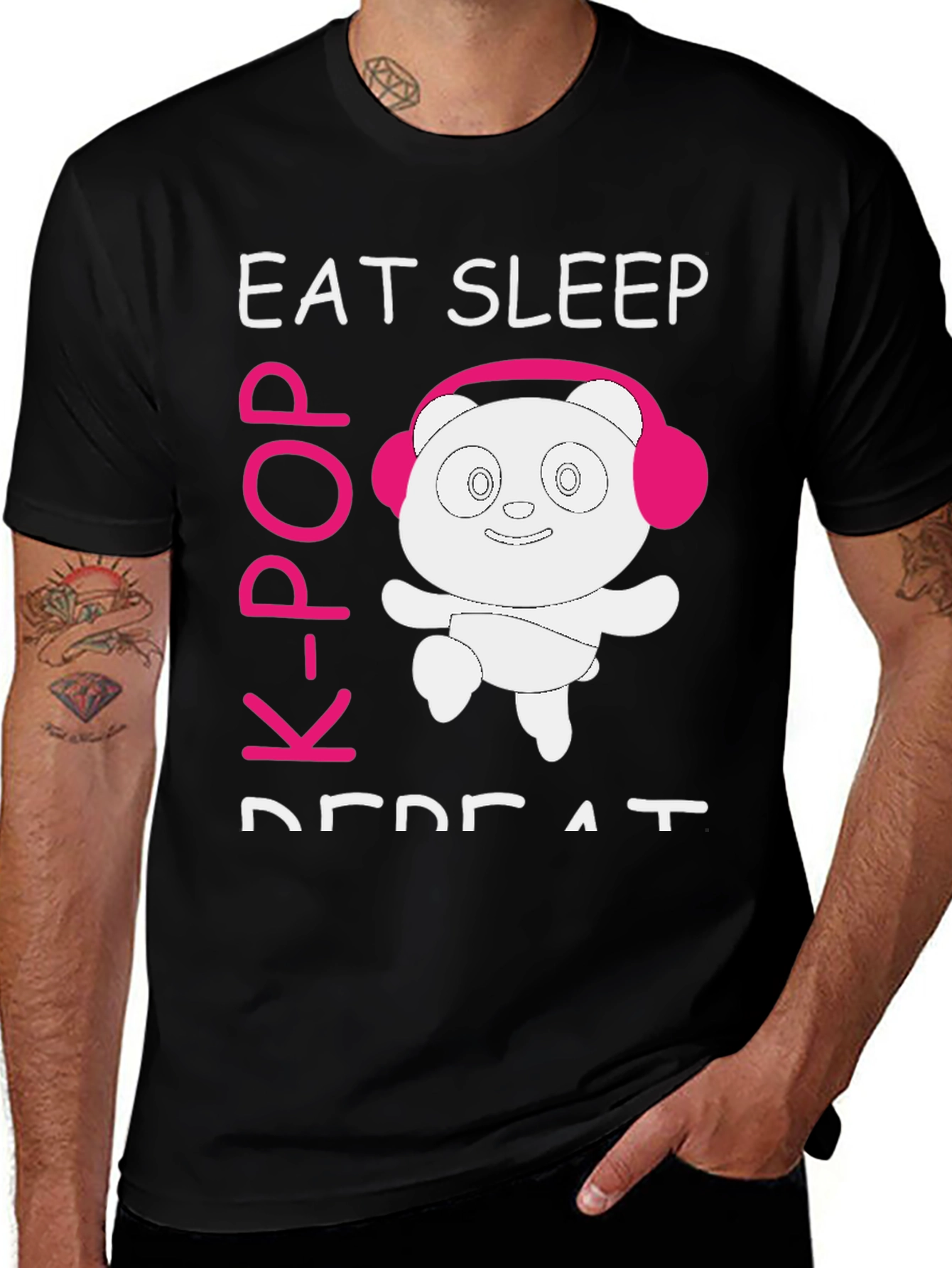 Eat Sleep K-Pop Repeat Panda T-Shirt