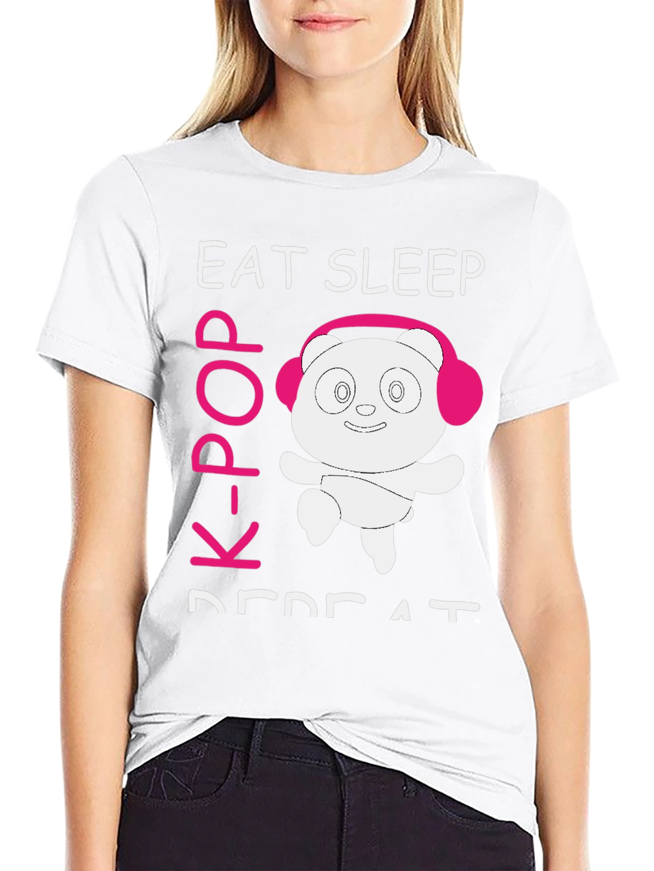Eat Sleep K-Pop Repeat Panda T-Shirt