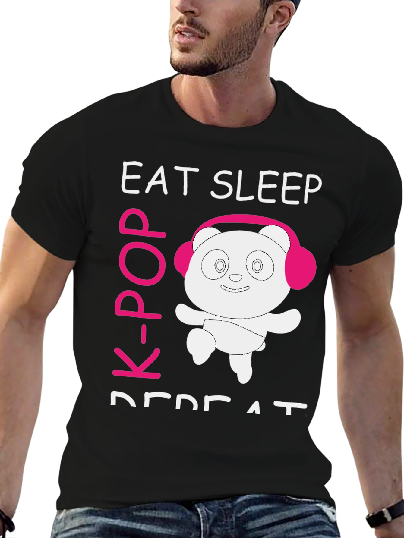 Eat Sleep K-Pop Repeat Panda T-Shirt