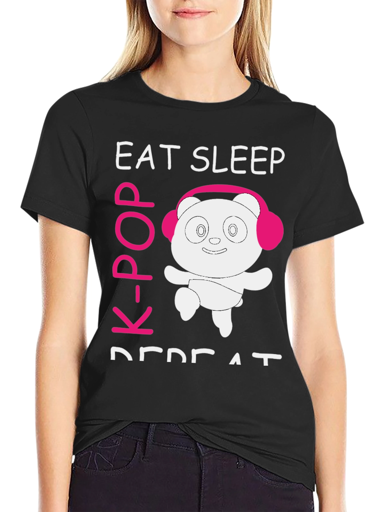 Eat Sleep K-Pop Repeat Panda T-Shirt