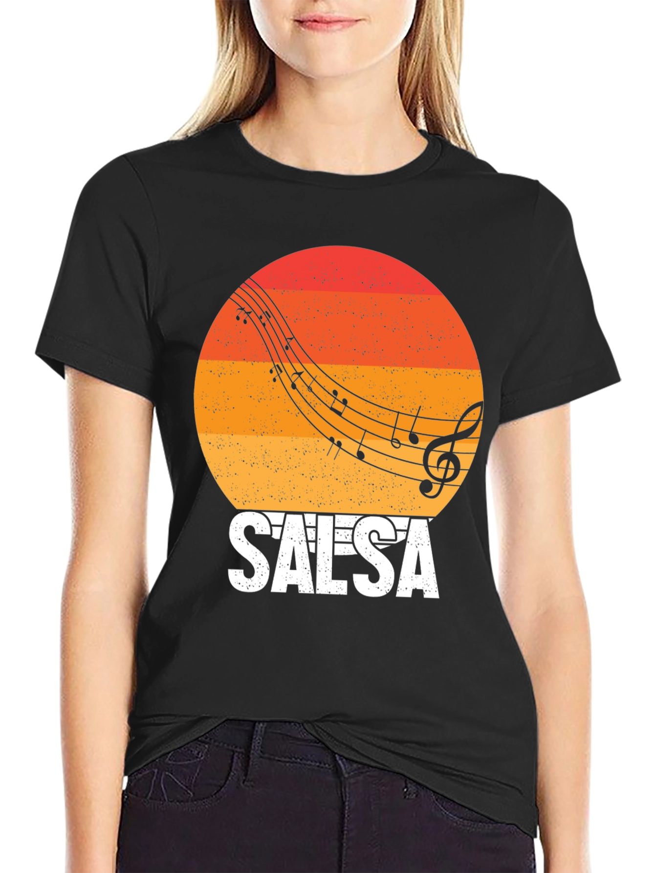 Salsa Music Retro Sunset Graphic T-Shirt