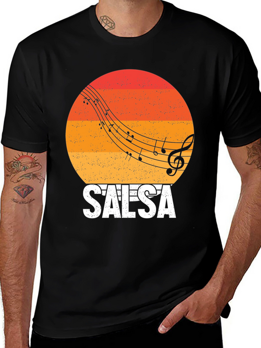 Salsa Music Retro Sunset Graphic T-Shirt