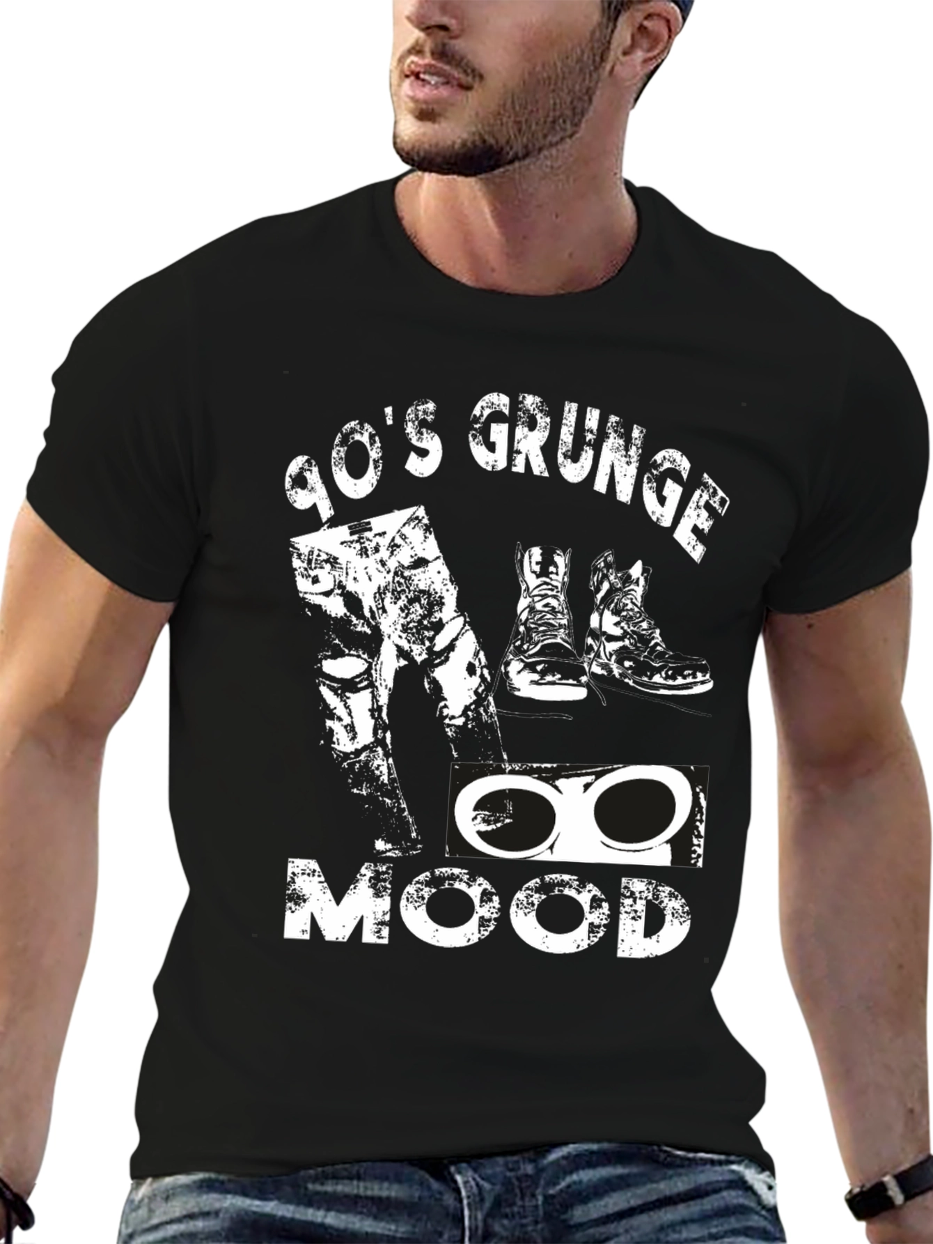 90s Grunge Mood Black T-Shirt