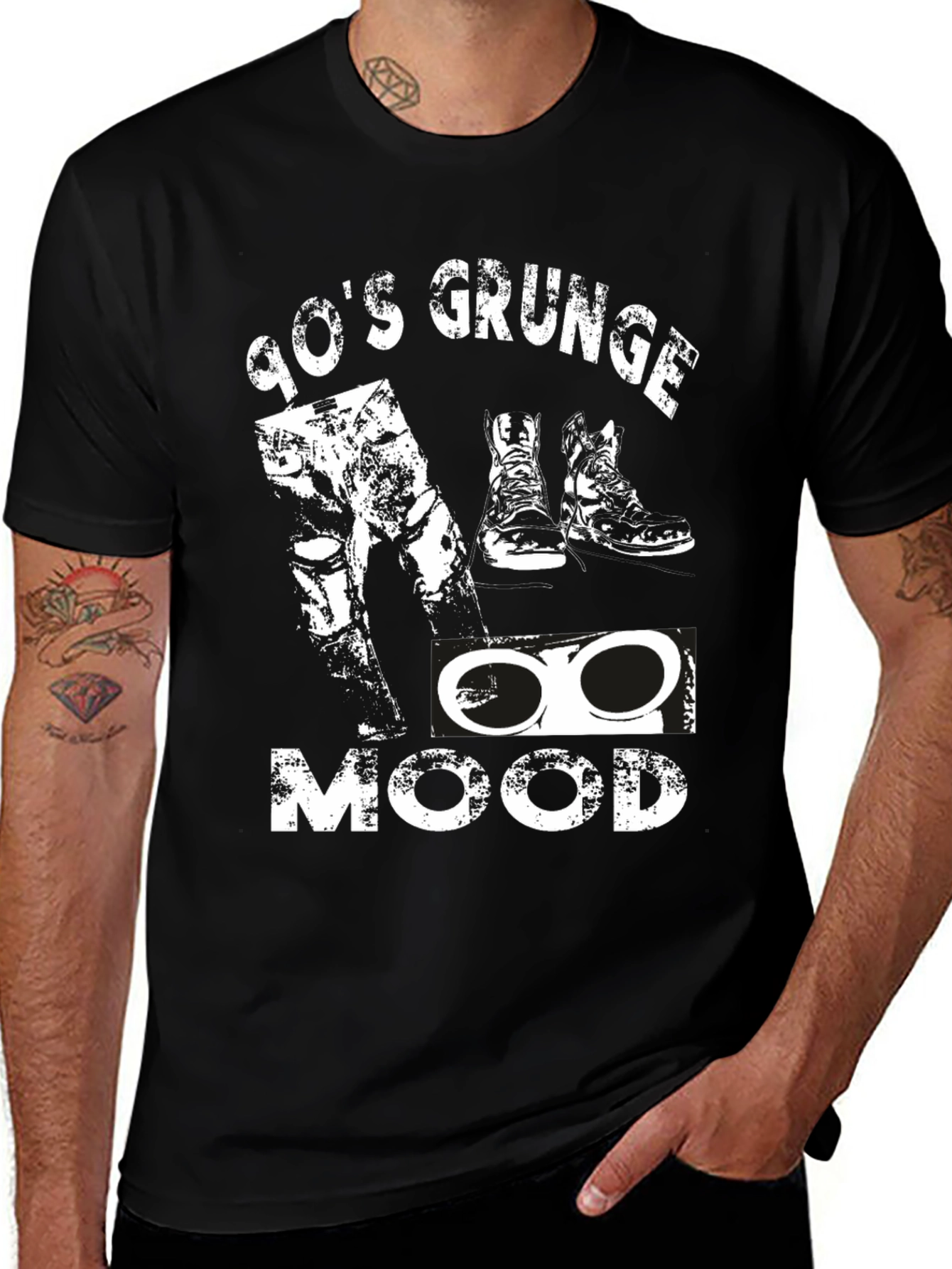 90s Grunge Mood Black T-Shirt