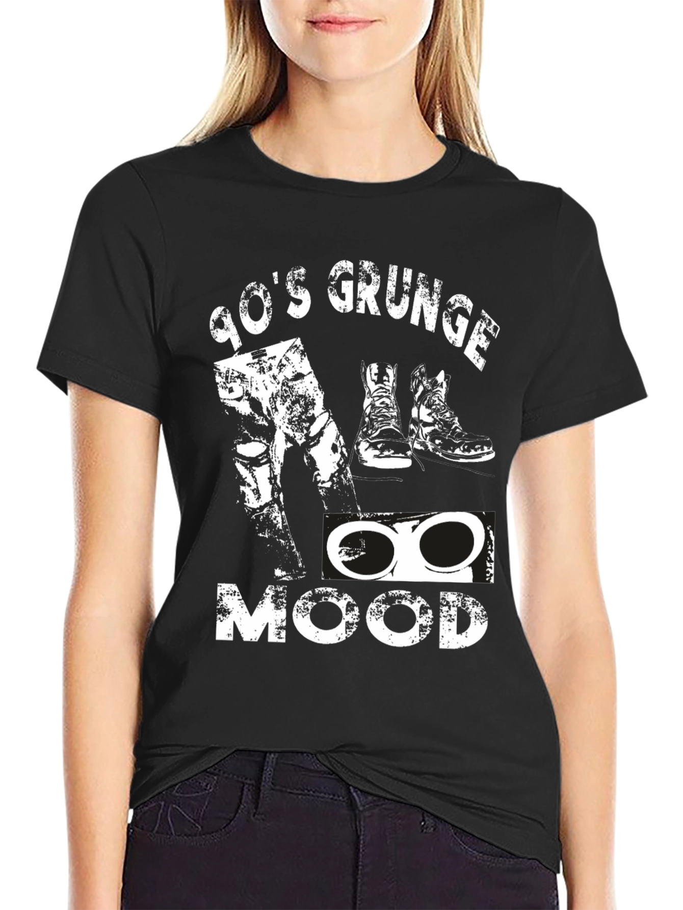 90s Grunge Mood Black T-Shirt