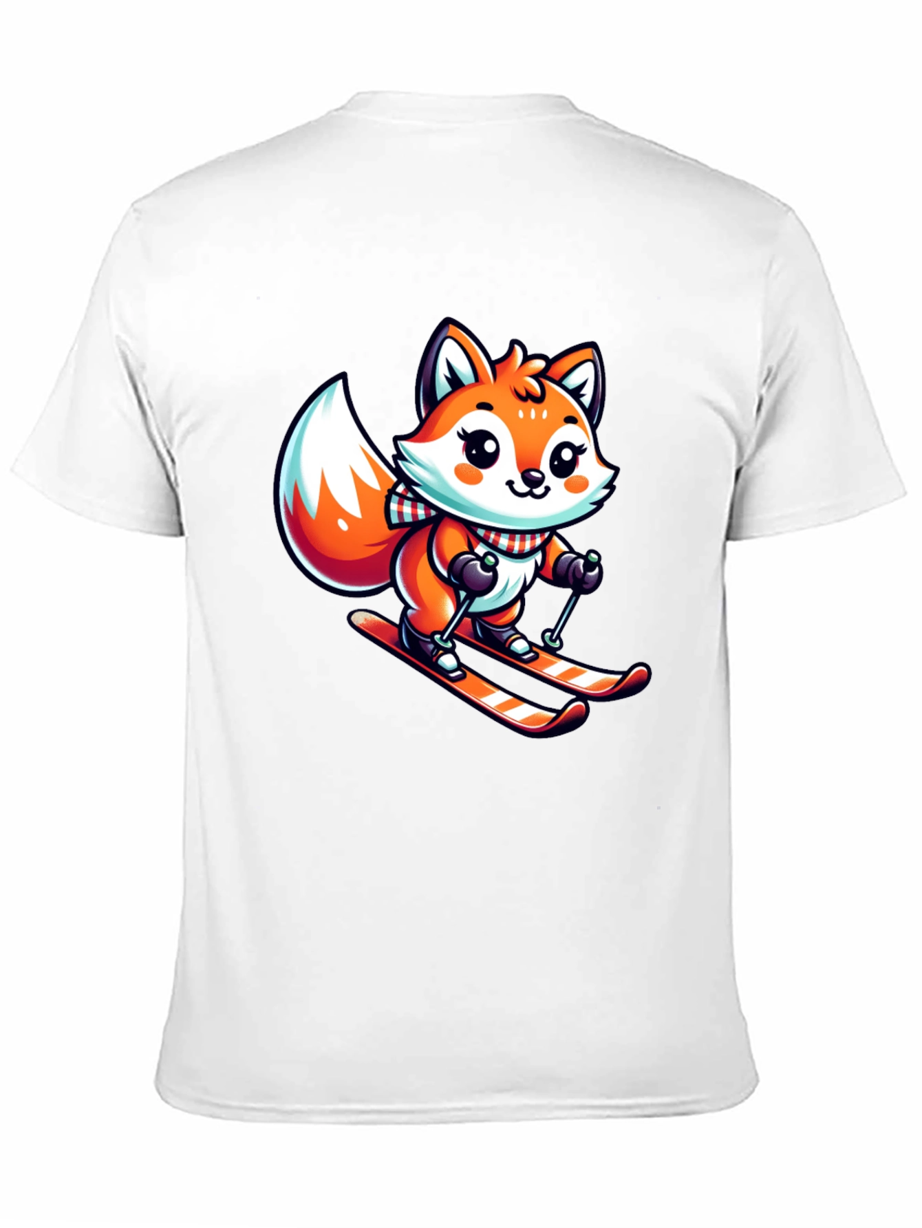 Cartoon Fox Skiing Graphic Tee - Cute Winter Design