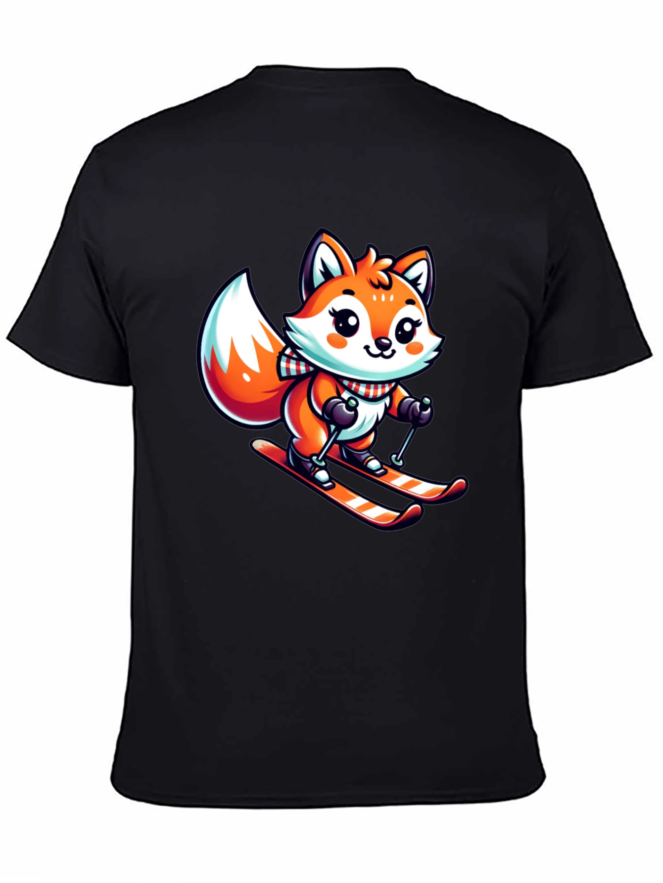 Cartoon Fox Skiing Graphic Tee - Cute Winter Design
