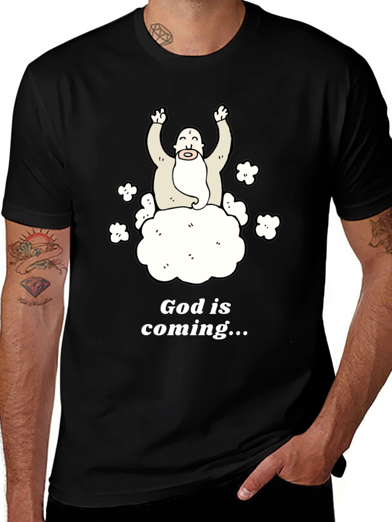 God Is Coming T-Shirt Funny Graphic Tee