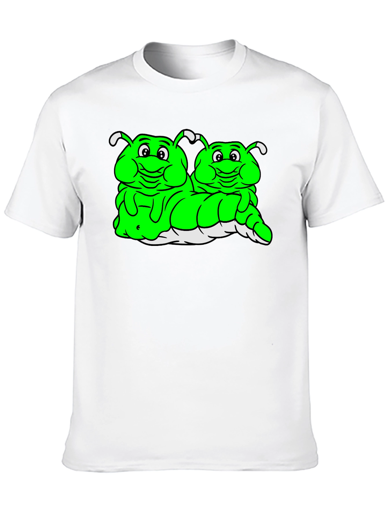 Cartoon Caterpillar Black T-Shirt