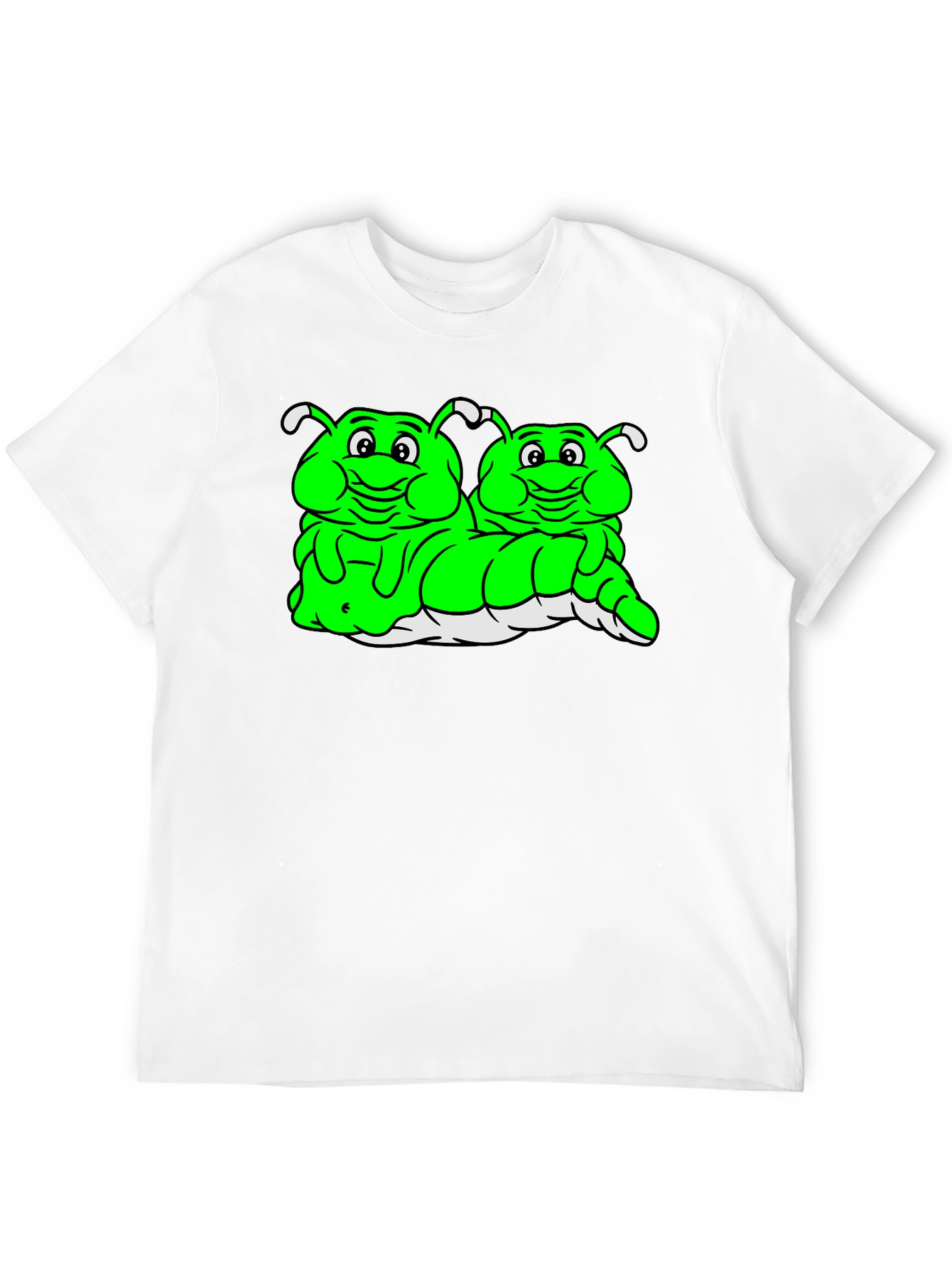 Cartoon Caterpillar Black T-Shirt