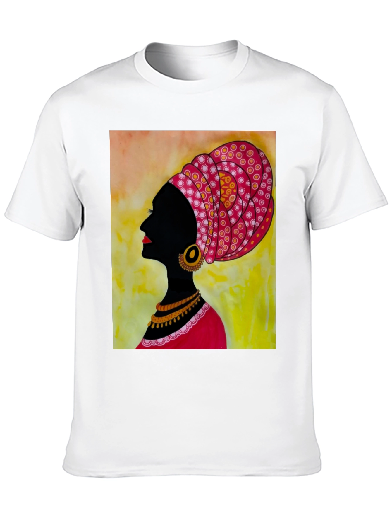 Black T-Shirt with African Woman Art