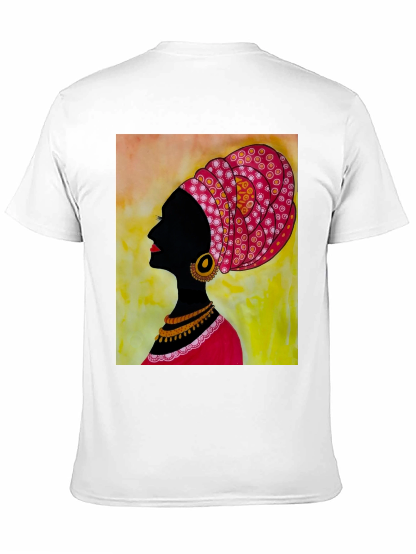 Black T-Shirt with African Woman Art