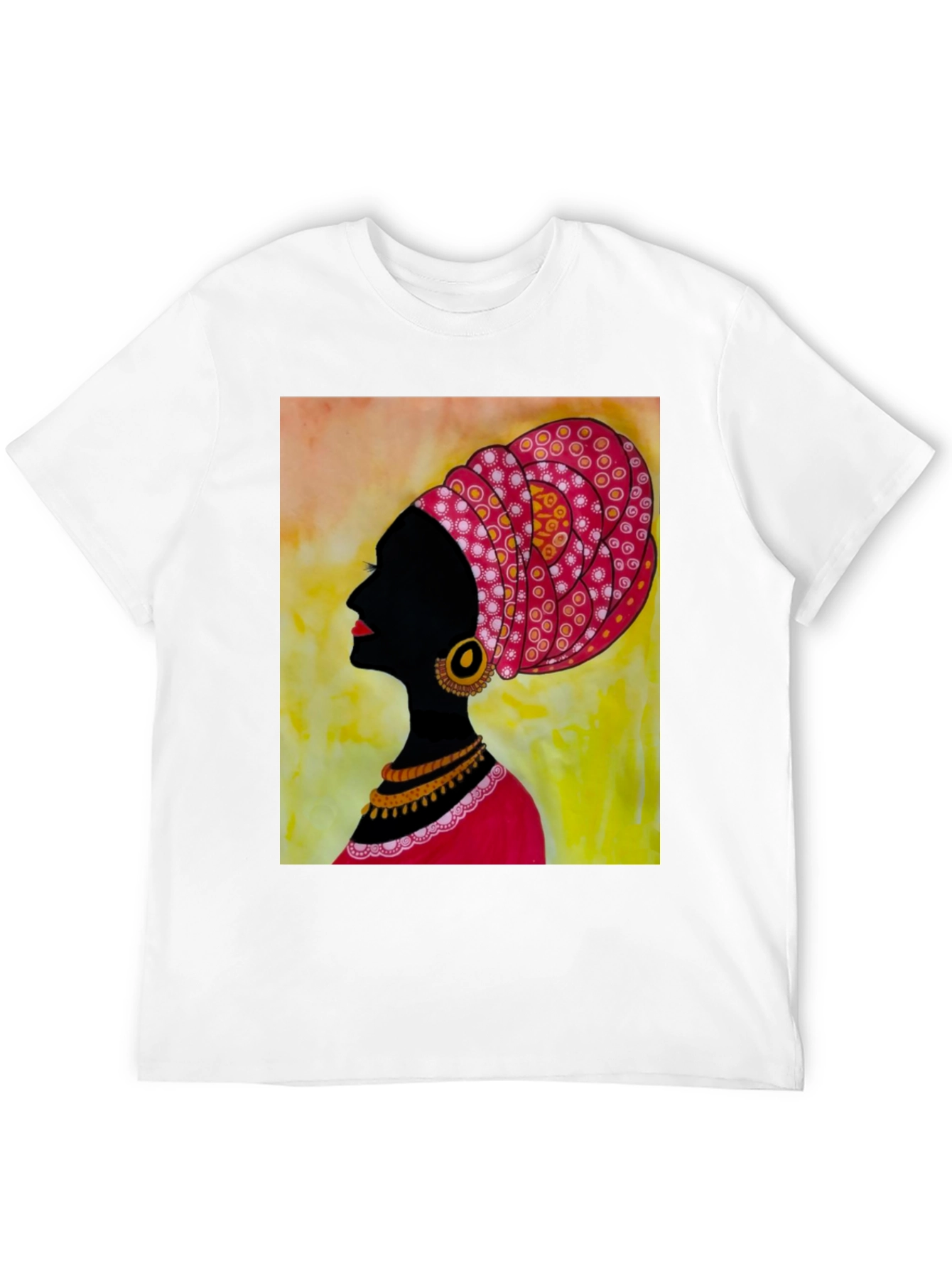 Black T-Shirt with African Woman Art