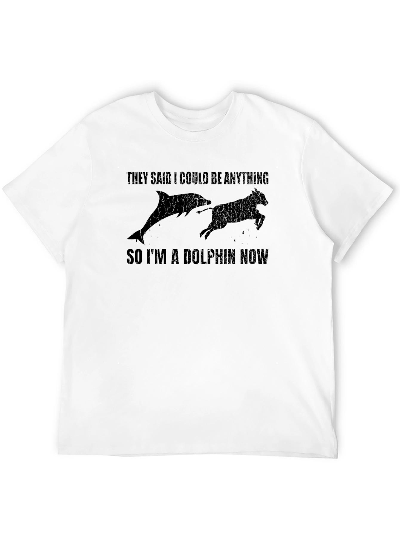 Funny Dolphin Now Mens Black T-Shirt