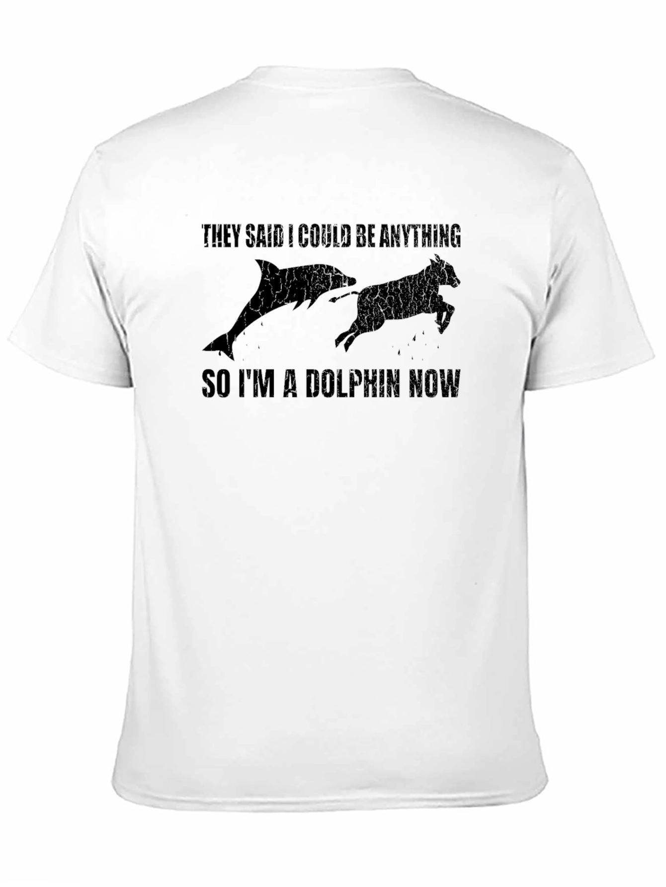 Funny Dolphin Now Mens Black T-Shirt
