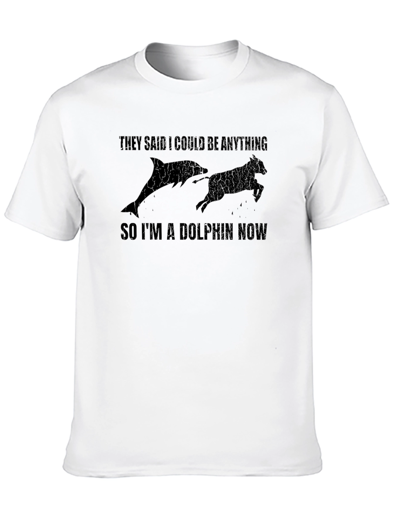 Funny Dolphin Now Mens Black T-Shirt