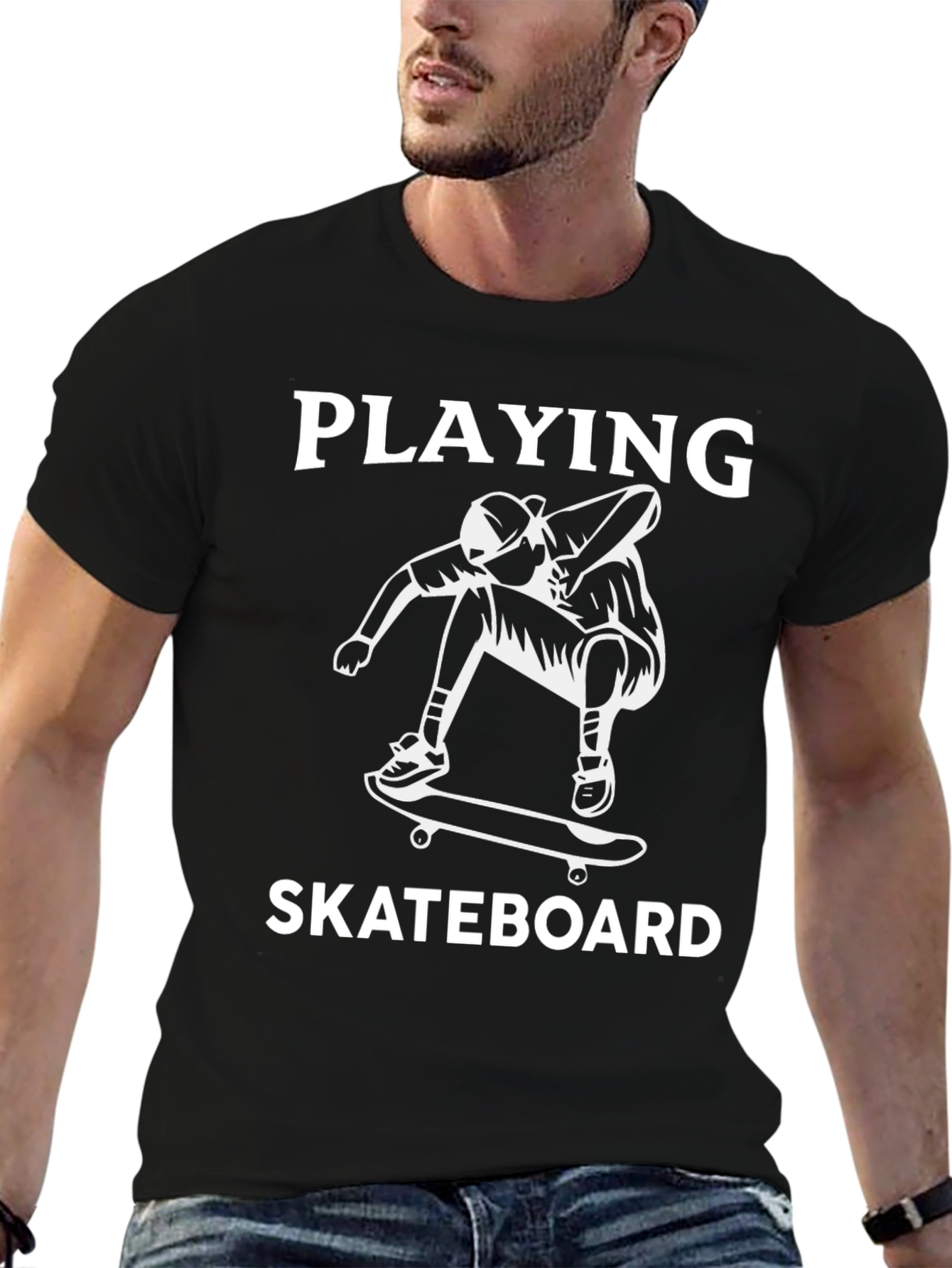Playing Skateboard Graphic Tee - Cool & Casual Style