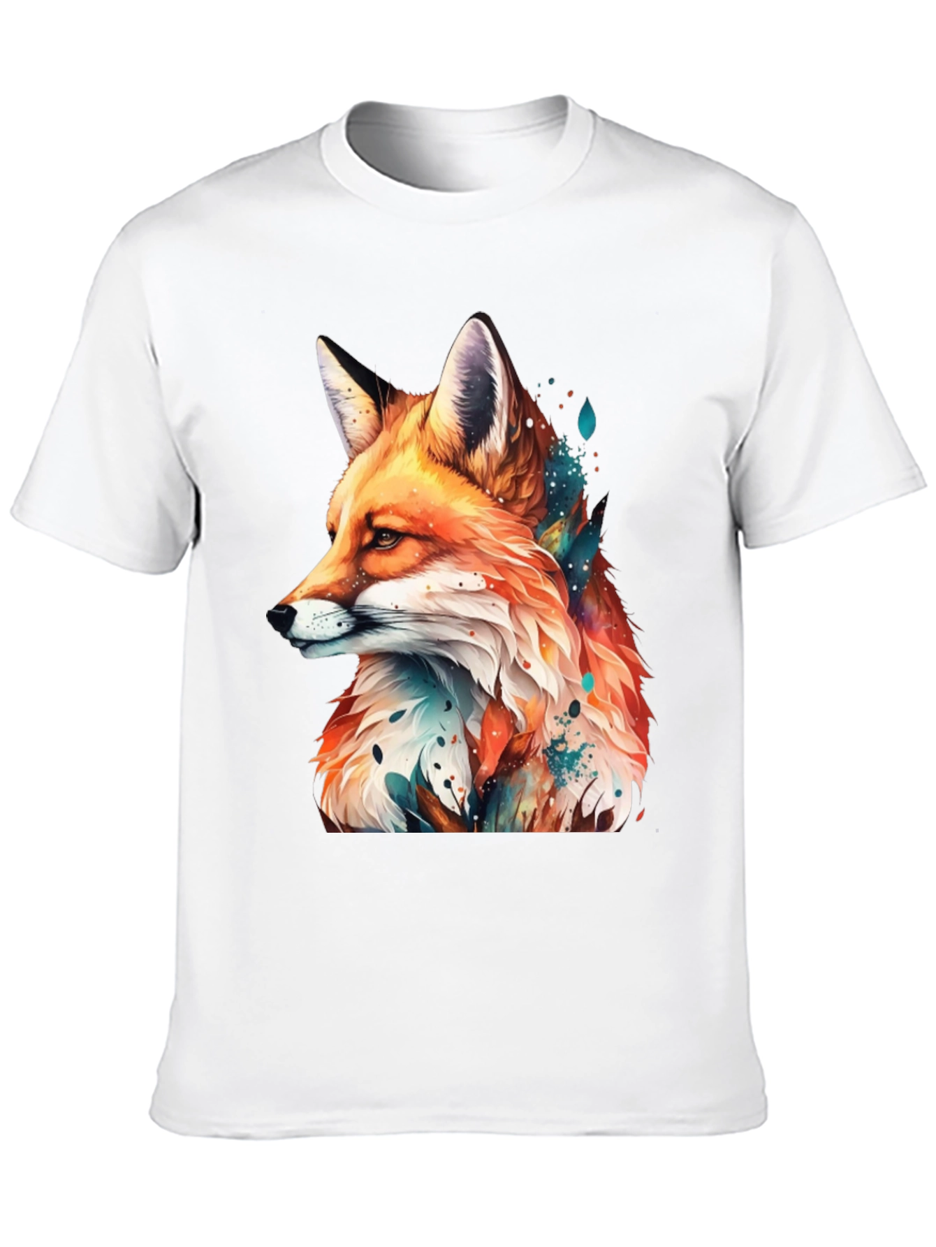Fox Graphic Black Tee - Artistic Animal Print