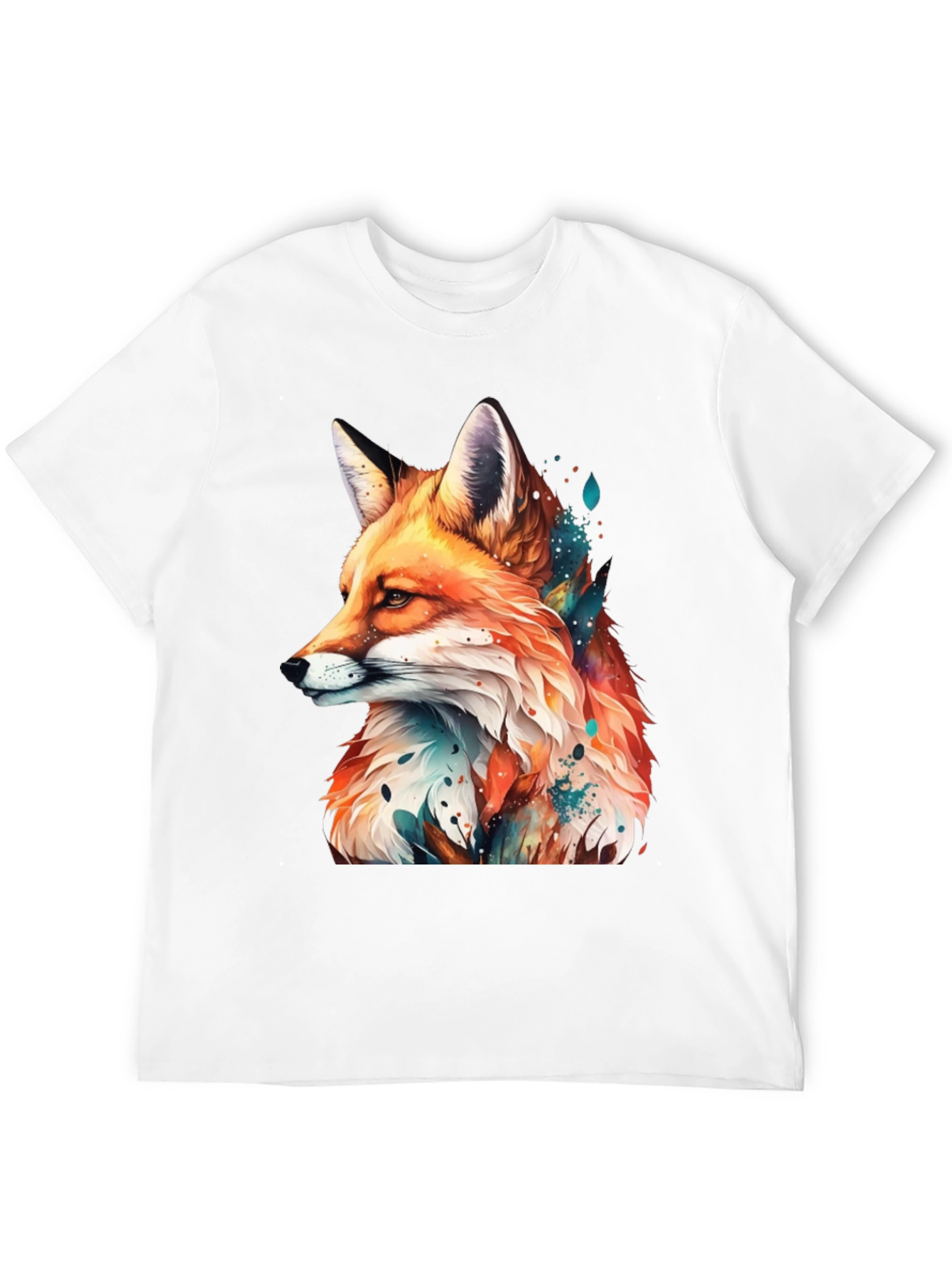 Fox Graphic Black Tee - Artistic Animal Print