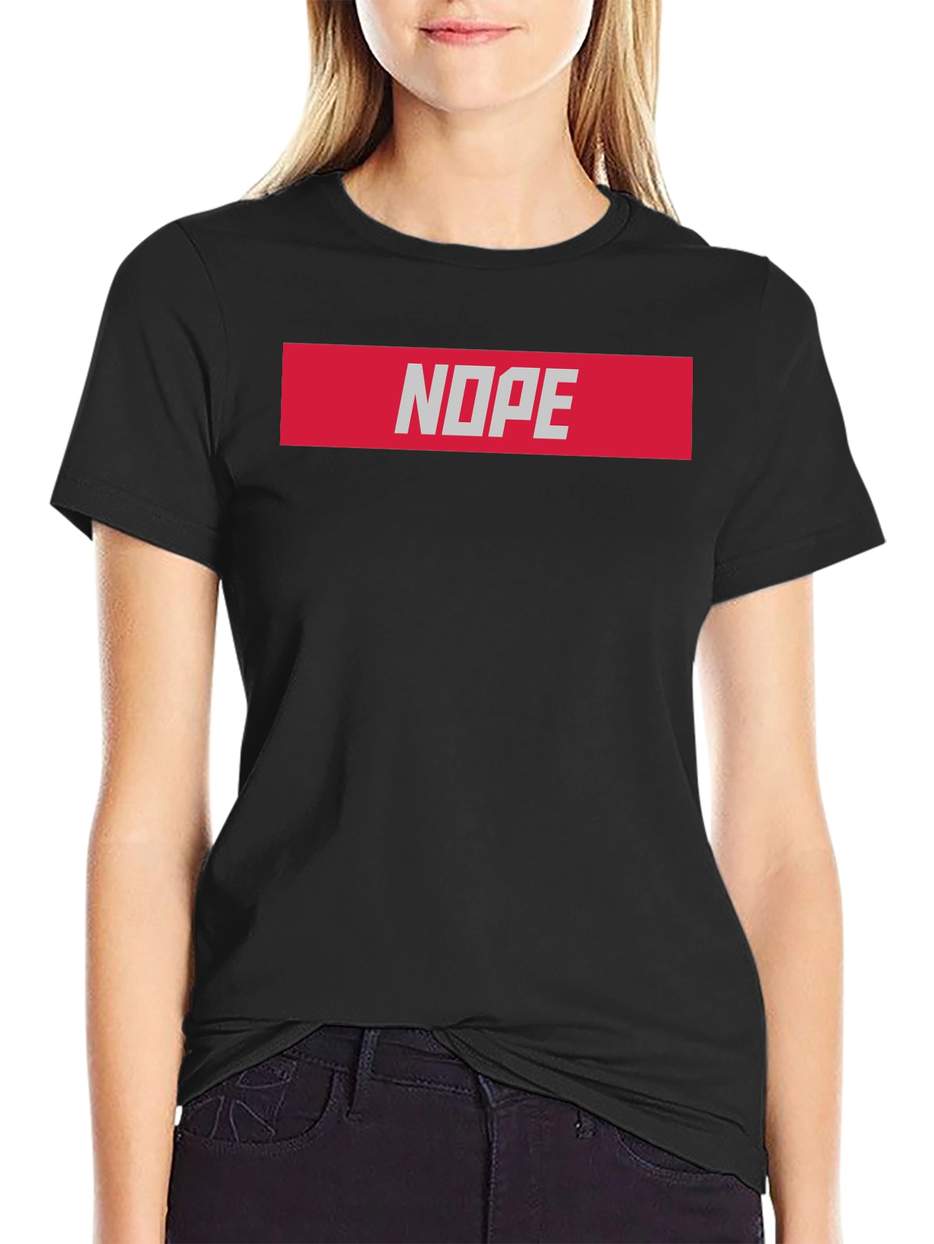 Nope Graphic T-Shirt - Casual Black Tee