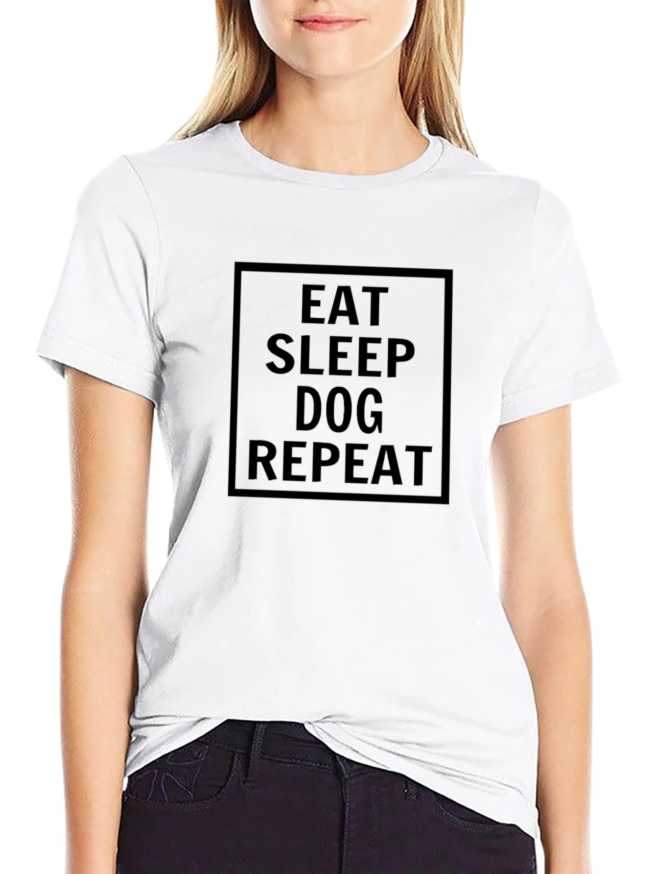 Eat Sleep Dog Repeat Graphic Tee - Black