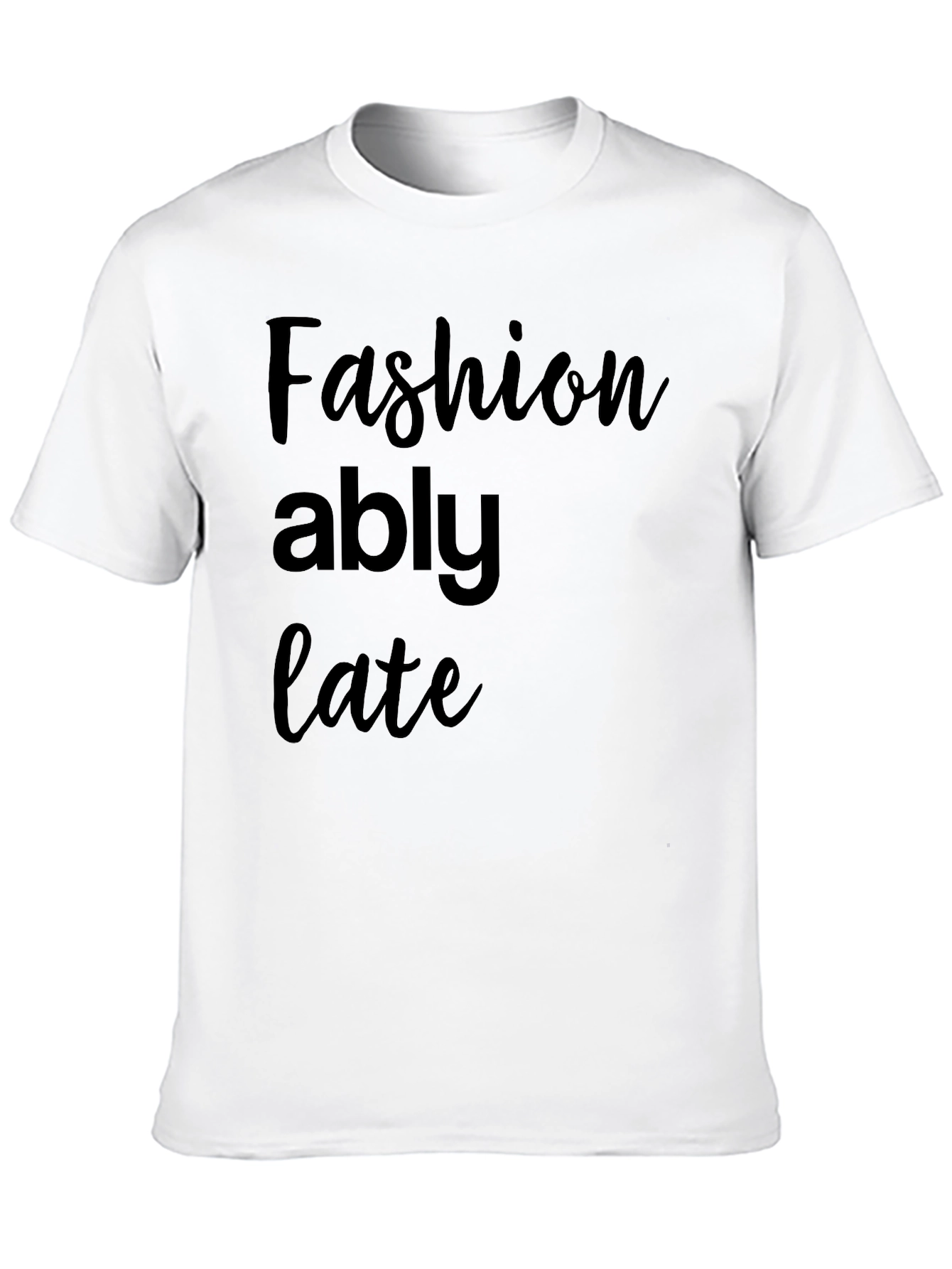 Fashionably Late Black Graphic Tee Shirt