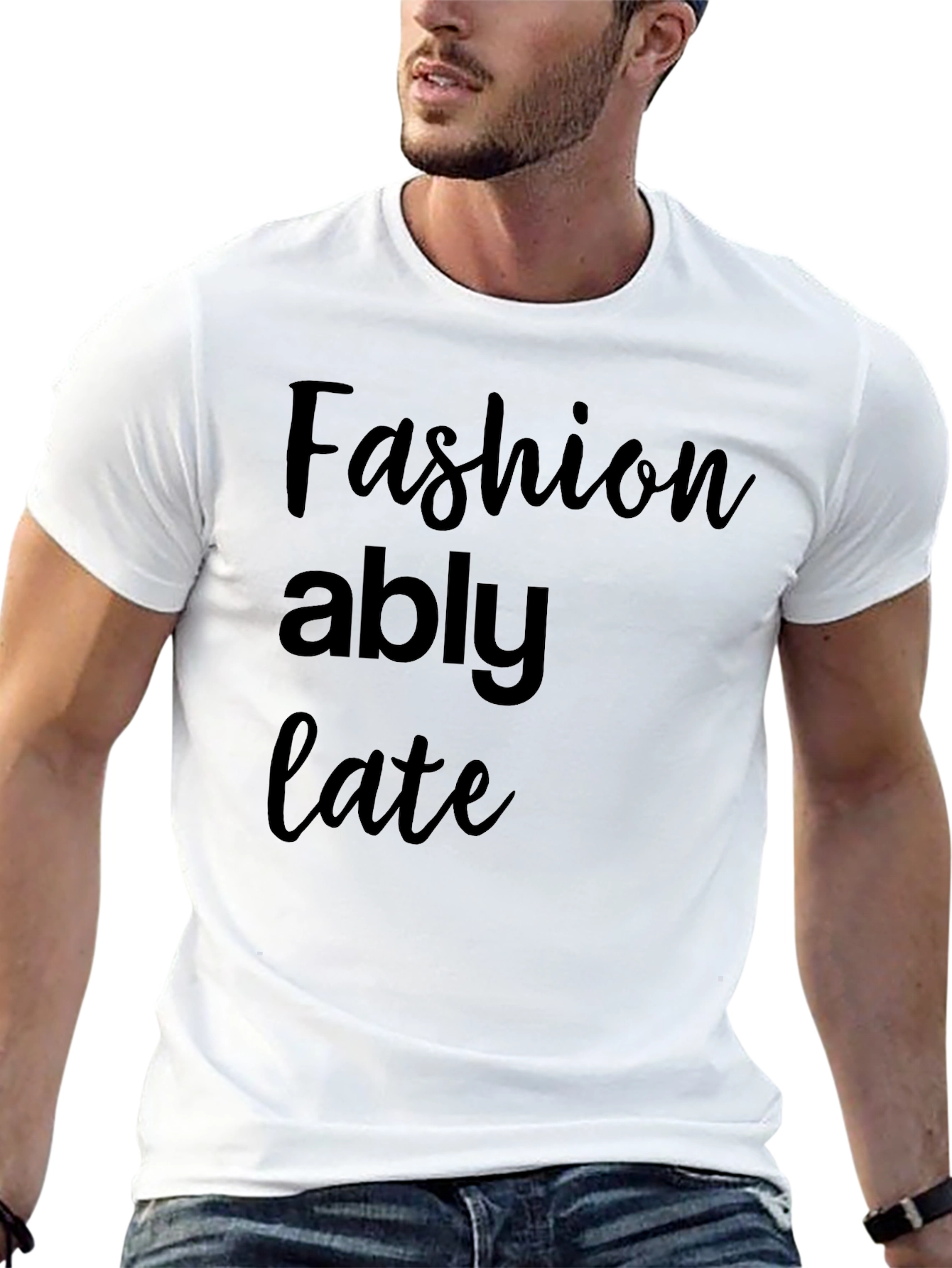 Fashionably Late Black Graphic Tee Shirt