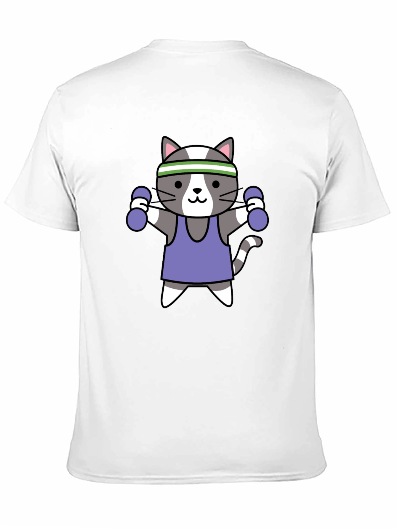 Workout Cat Graphic T-Shirt - Black Cotton Tee