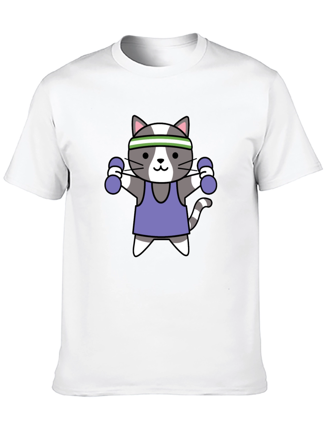 Workout Cat Graphic T-Shirt - Black Cotton Tee